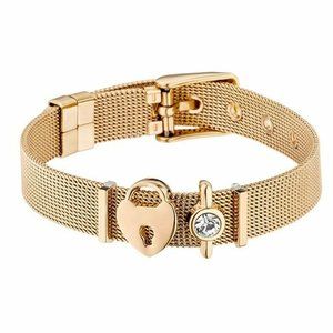 Stainless Steel Mesh Bracelet Bangles Heart Keeper Charms Bracelet